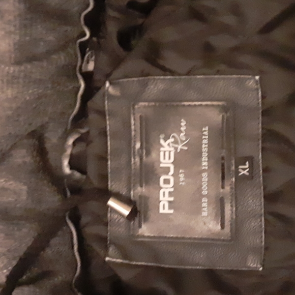 Mens projek raw leather coat with cotton fleece hood - Picture 2 of 4